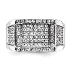 Sterling Silver Rhodium-plated CZ Signet Ring