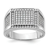 Sterling Silver Rhodium-plated CZ Signet Ring
