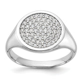 Sterling Silver Rhodium-plated Polished CZ Fashion Men's Ring