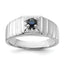 Sterling Silver Rhodium-plated Dark Blue Sapphire Men's Ring