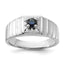 Sterling Silver Rhodium-plated Dark Blue Sapphire Men's Ring, Size 9–11 - Sophia Jewelers