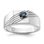 Sterling Silver Rhodium-plated Dark Blue Sapphire Signet Men's Ring, Size 9–11 - Sophia Jewelers