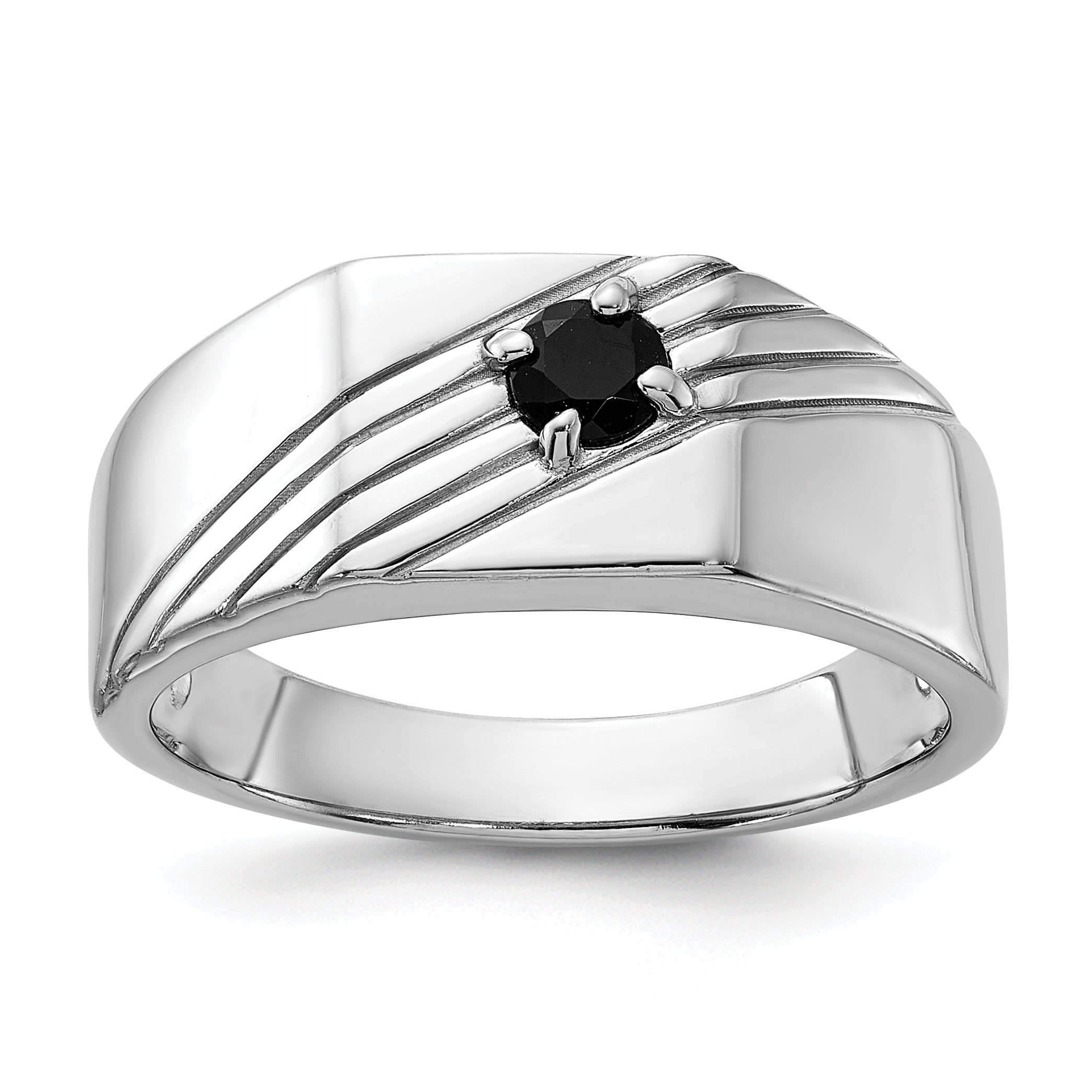 Sterling Silver Rhodium-plated Black Onyx Signet Men's Ring