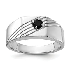 Sterling Silver Rhodium-plated Black Onyx Signet Men's Ring