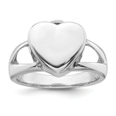 Sterling Silver Rhodium-plated Polished Heart Ash Holder Size 8 Ring