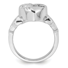 Sterling Silver Rhod-plated Enameled Celtic Knot Heart ALWAYS IN MY HEART Ash Holder Size 8 Ring
