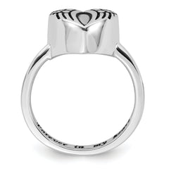 Sterling Silver Rhodium-plated Enameled Heart With Wings FOREVER IN MY HEART (Inside) Ash Holder Size 8 Ring