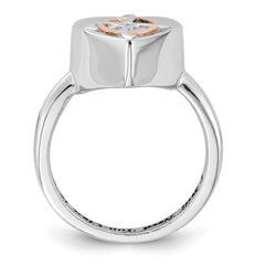 Sterling Silver Rhodium-plated with Rose-tone Circle Celtic Heart I STILL NEED YOU CLOSE TO ME (Inside) Ash Holder Size 8 Ring