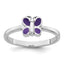 Sterling Silver Rhodium-plated Children's Size 4 Purple Enamel Butterfly Ring