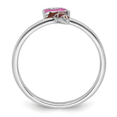 Sterling Silver Rhodium-plated Children's Size 4 Pink and Brown Enamel with CZ Ice Cream Cone Ring