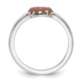 Sterling Silver Rhodium-plated Children's Size 4 Brown with Pink and White Enamel Sprinkled Donut Ring