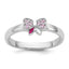 Sterling Silver Rhodium-plated Children's Size 4 Pink CZ with Pink and White Enamel Bow Ring