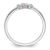 Sterling Silver Rhodium-plated Children's Size 4 White and Pink Enamel Sheep with Heart Ring
