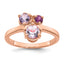 Sterling Silver Rose Gold-plated Polished Round Amethyst, Pink Quartz and Rhodolite Garnet Ring, Size 6–8 - Sophia Jewelers