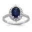 Sterling Silver Rhodium-plated Polished Lab Created Sapphire and CZ Oval Halo Size 8 Ring