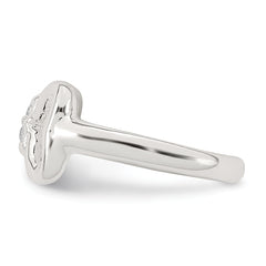 Sterling Silver Polished CZ Bow Adjustable Toe Ring