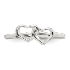 Sterling Silver Polished Interlocking 2-Hearts Toe Ring