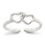 Sterling Silver Polished Interlocking 2-Hearts Toe Ring