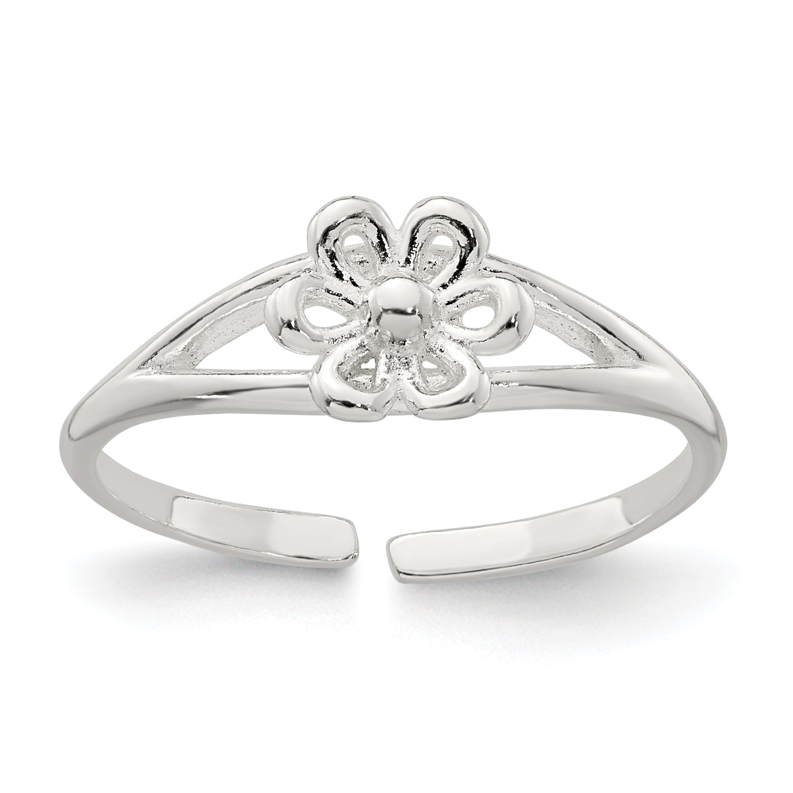 Sterling Silver Polished Flower Toe Ring