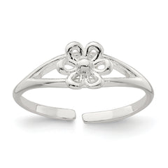 Sterling Silver Polished Flower Toe Ring