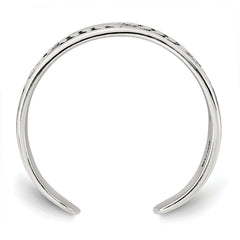 Sterling Silver Polished and Antiqued Rose and Leaf Pattern Toe Ring