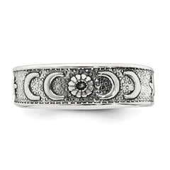 Sterling Silver Polished and Antiqued Moon and Star Toe Ring