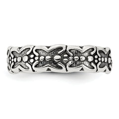 Sterling Silver Polished and Antiqued Butterfly Toe Ring