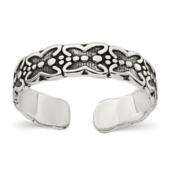Sterling Silver Polished and Antiqued Butterfly Toe Ring
