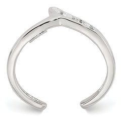 Sterling Silver Polished CZ Toe Ring