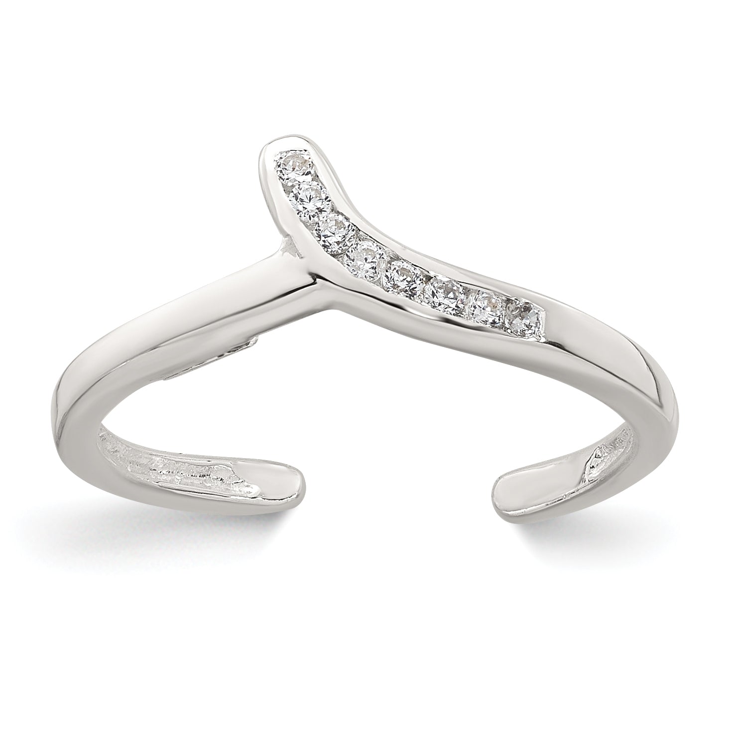 Sterling Silver Polished CZ Toe Ring