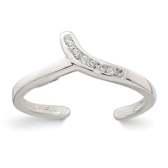 Sterling Silver Polished CZ Toe Ring