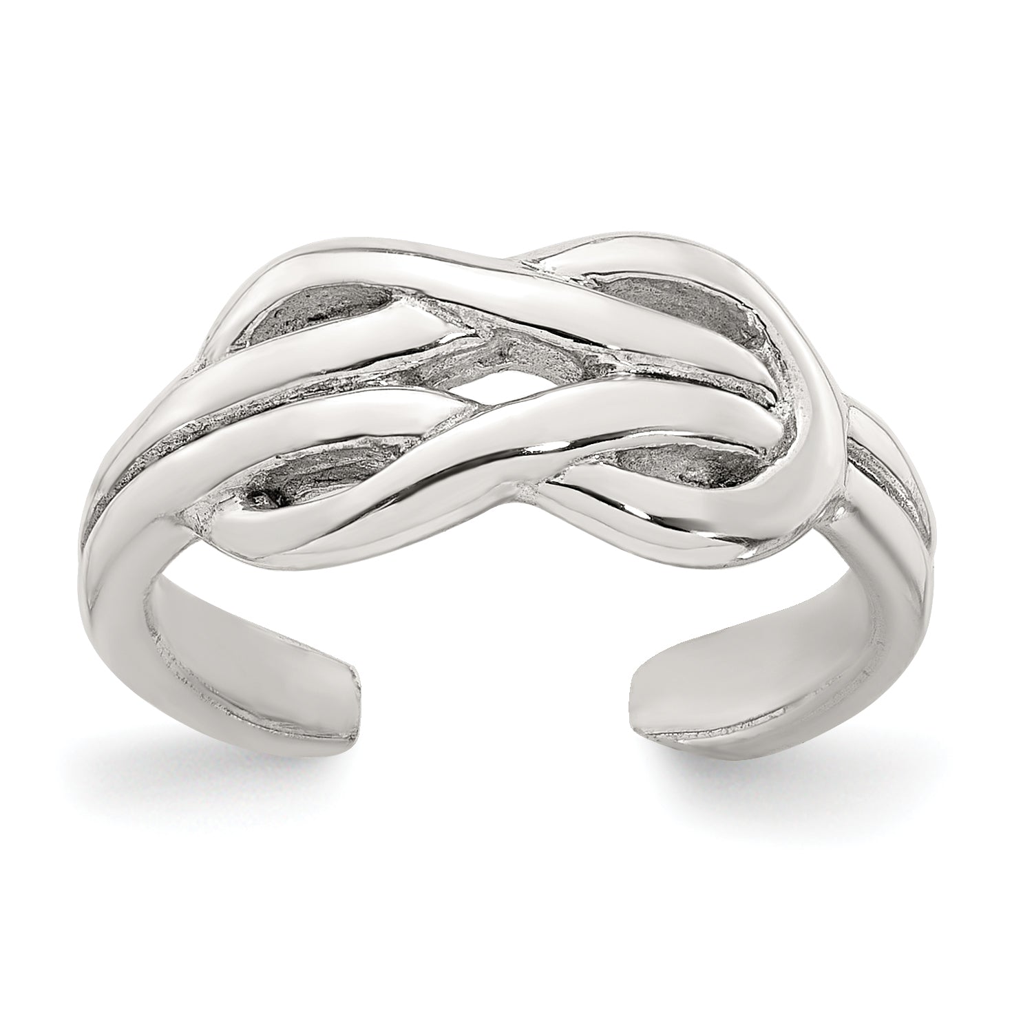 Sterling Silver Polished Knot Infinity Adjustable Toe Ring
