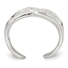 Sterling Silver Polished CZ Infinity Adjustable Toe Ring