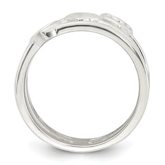 Sterling Silver Polished Hearts Three Band Size 8 Ring
