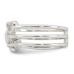Sterling Silver Polished Hearts Three Band Size 8 Ring