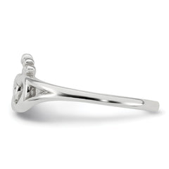 Sterling Silver Polished Interlocking Hearts With Crown Ring