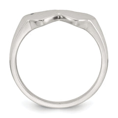 Sterling Silver Polished White CZ Double Heart Size 8 Signet Ring