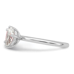 Sterling Silver Rhodium-plated Polished Heart Pink and Pear-shaped White CZ Size 8 Ring
