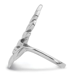 Sterling Silver Rhodium-plated Polished Leaf Size 8 Ring