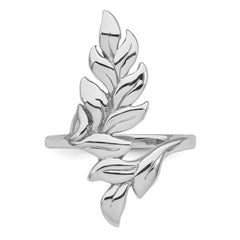 Sterling Silver Rhodium-plated Polished Leaf Size 8 Ring