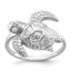 Sterling Silver Rhodium-Plated Polished and Textured Sea Turtle Ring - Sophia Jewelers