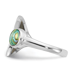 Sterling Silver Rhodium-plated Polished Abalone Whale Tail Size 8 Ring
