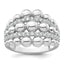 Sterling Silver Rhodium-plated Polished Graduated Beaded Fancy CZ Size 8 Ring