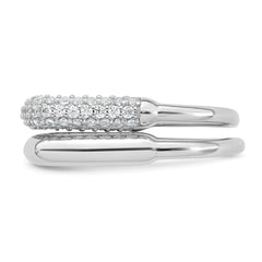 Sterling Silver Rhodium-plated Polished and Pave CZ Square Size 8 Two Ring Set