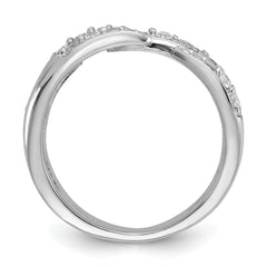 Sterling Silver Rhodium-plated CZ Polished Multi-Row Size 8 Ring