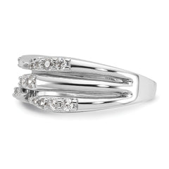 Sterling Silver Rhodium-plated CZ Polished Multi-Row Size 8 Ring
