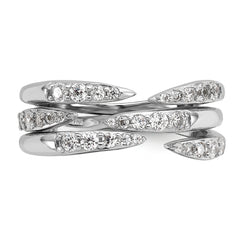Sterling Silver Rhodium-plated CZ Polished Multi-Row Size 8 Ring