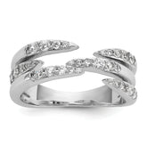 Sterling Silver Rhodium-plated CZ Polished Multi-Row Size 8 Ring