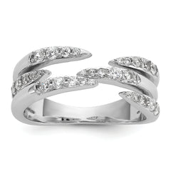 Sterling Silver Rhodium-plated CZ Polished Multi-Row Size 8 Ring