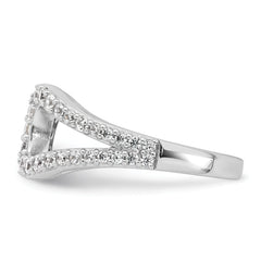 Sterling Silver Rhodium-plated Polished CZ Open Top Size 8 Ring